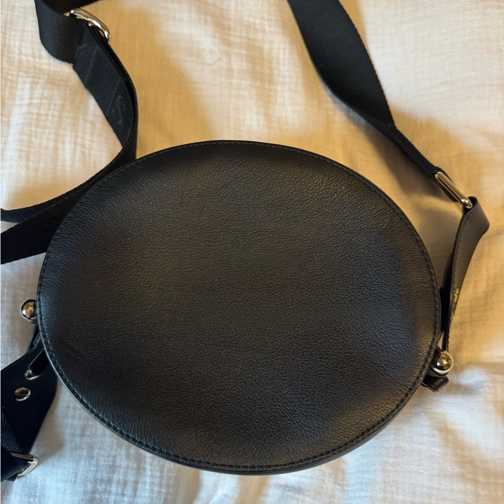 Strathberry Floral Embellished Oval Crossbody in Black and Blue - Picture 3 of 4